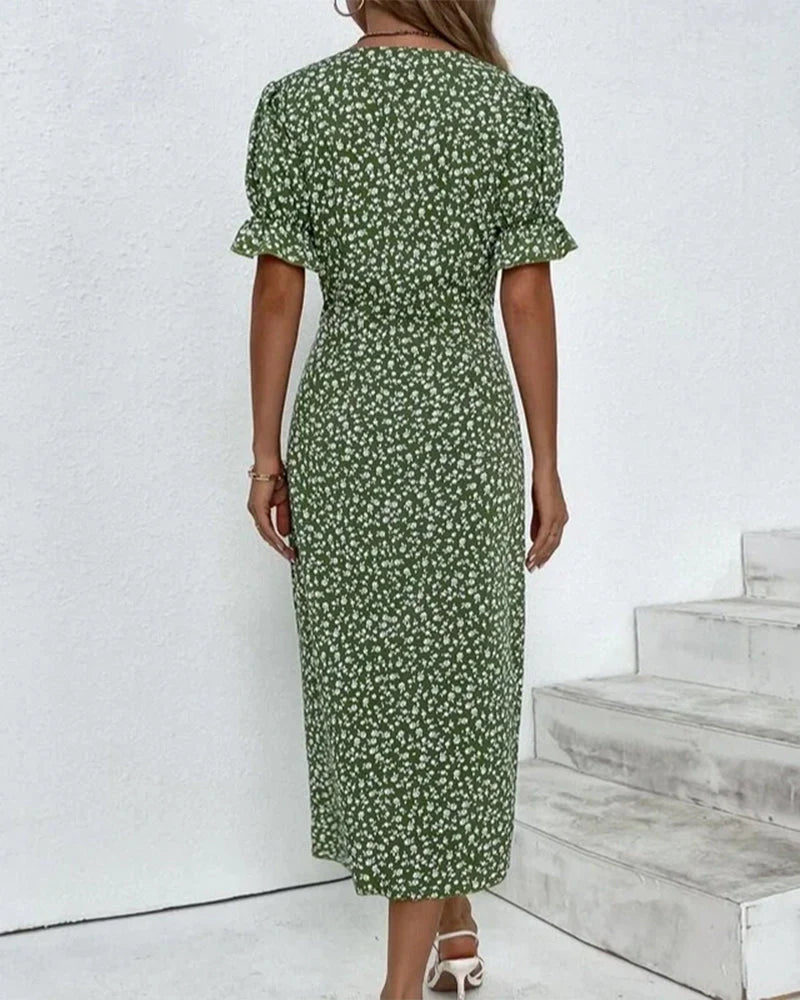 Evelyn | Midi Polka Dot Dress with Wrap Front