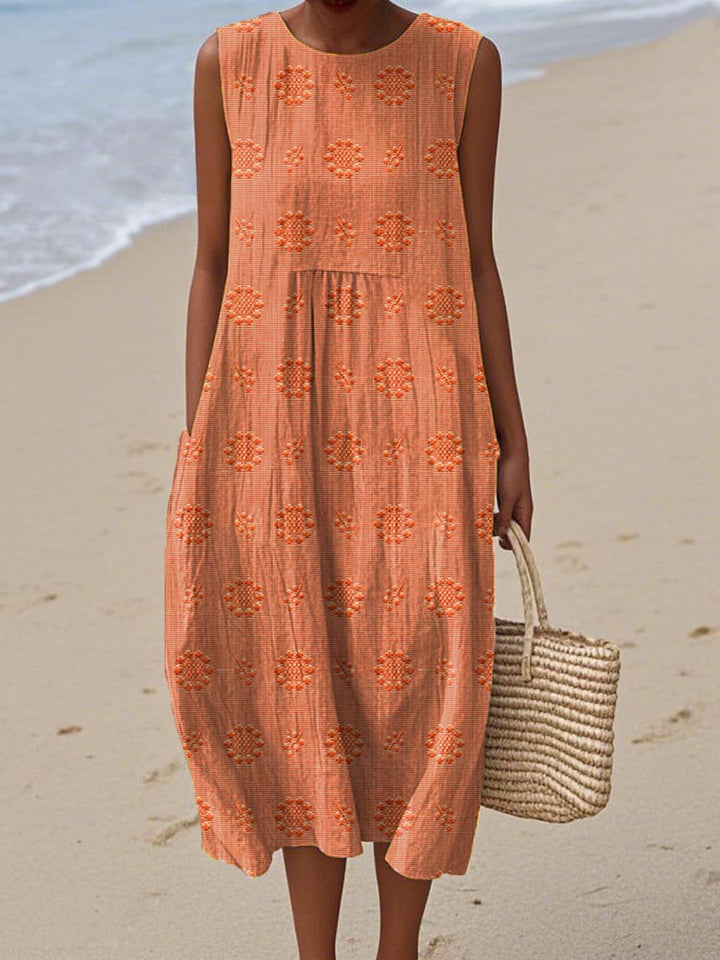 Olivia | Midi Holiday Dress with Embroidered Detail