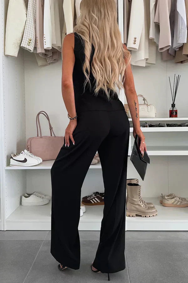 Vela | Two-Piece Set with Wide-Leg Trousers and Button Front