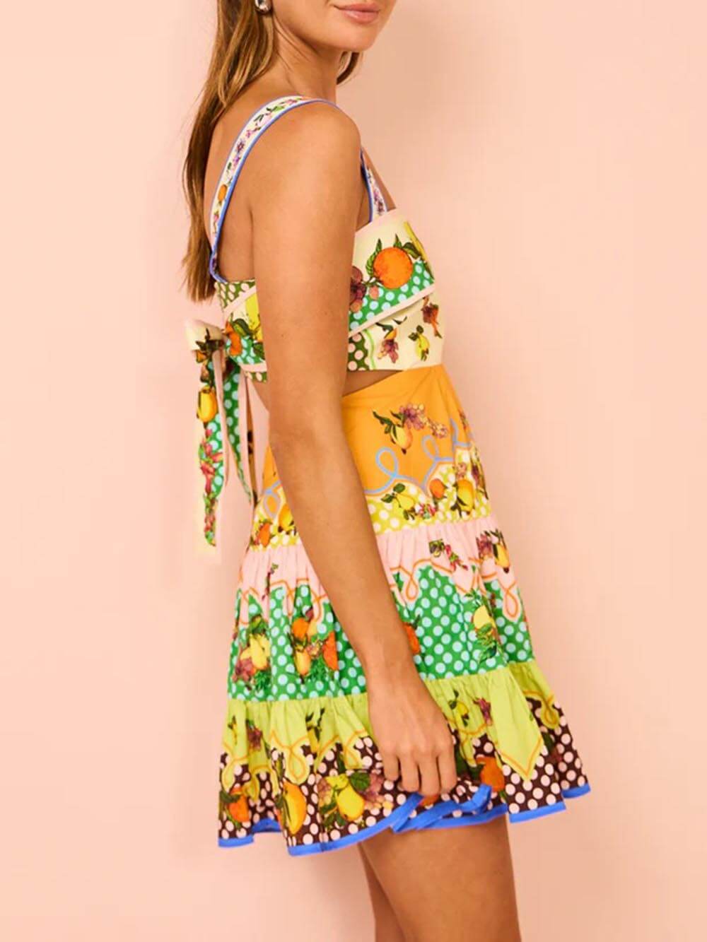 Yasmine | Mini Summer Dress with Boho Print and Cut-Out Waist