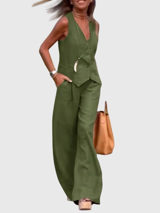 Nia | Two-Piece Set with Waistcoat and Wide-Leg Trousers