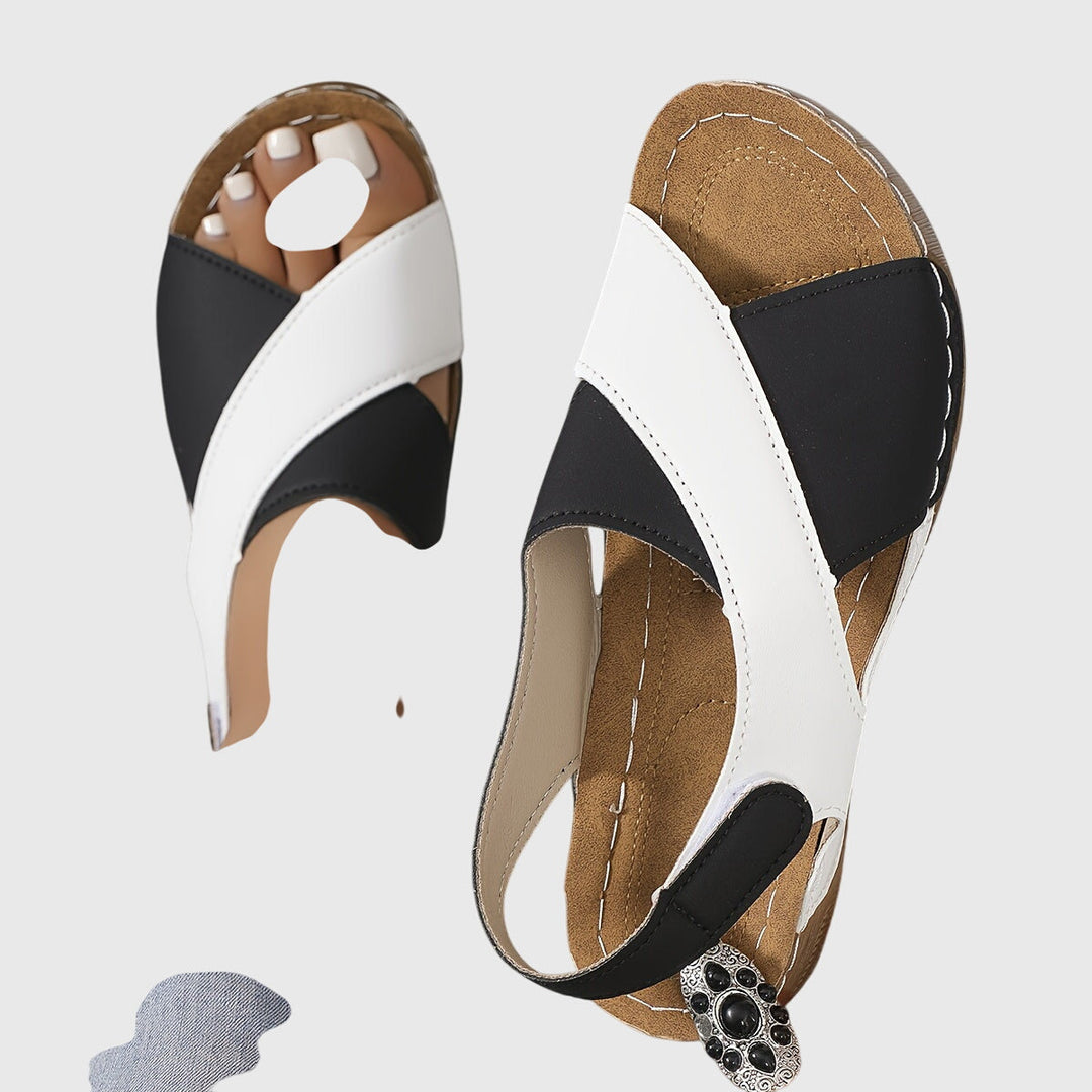 Ainsley | Orthopedic Wedge Sandal with Cutout Detail