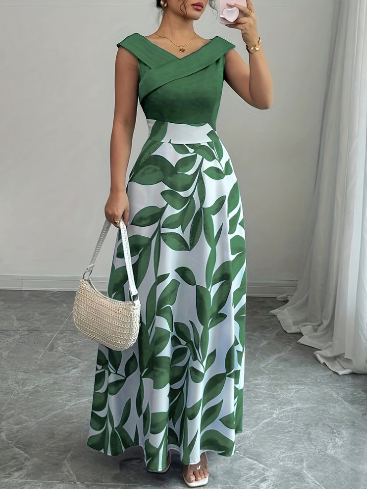 Glen | Maxi Wedding Guest Dress with Floral Print and Off Shoulder