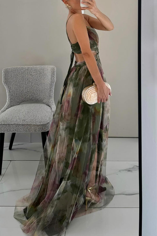 Hazel | Maxi Wedding Guest Dress with Floral Print and Pleated Skirt