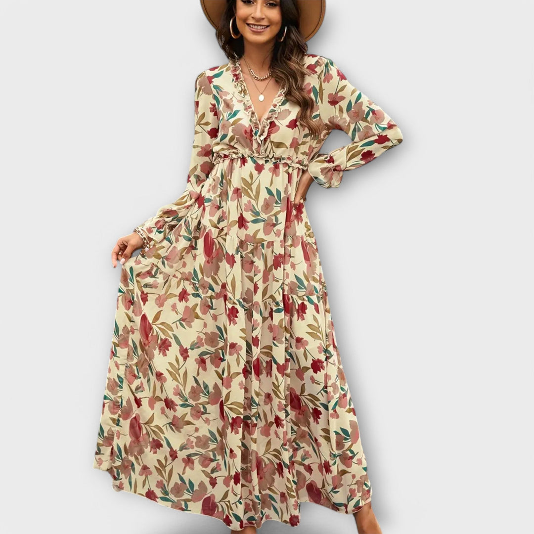 Eve | Maxi Dress with Floral Print and Long Sleeves