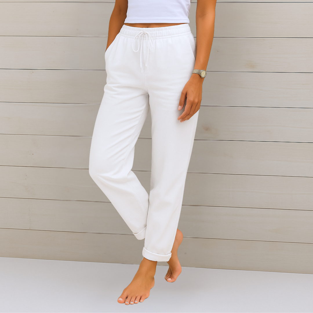 Sal | Tapered Trousers with Drawstring Waist and Cuffed Hem