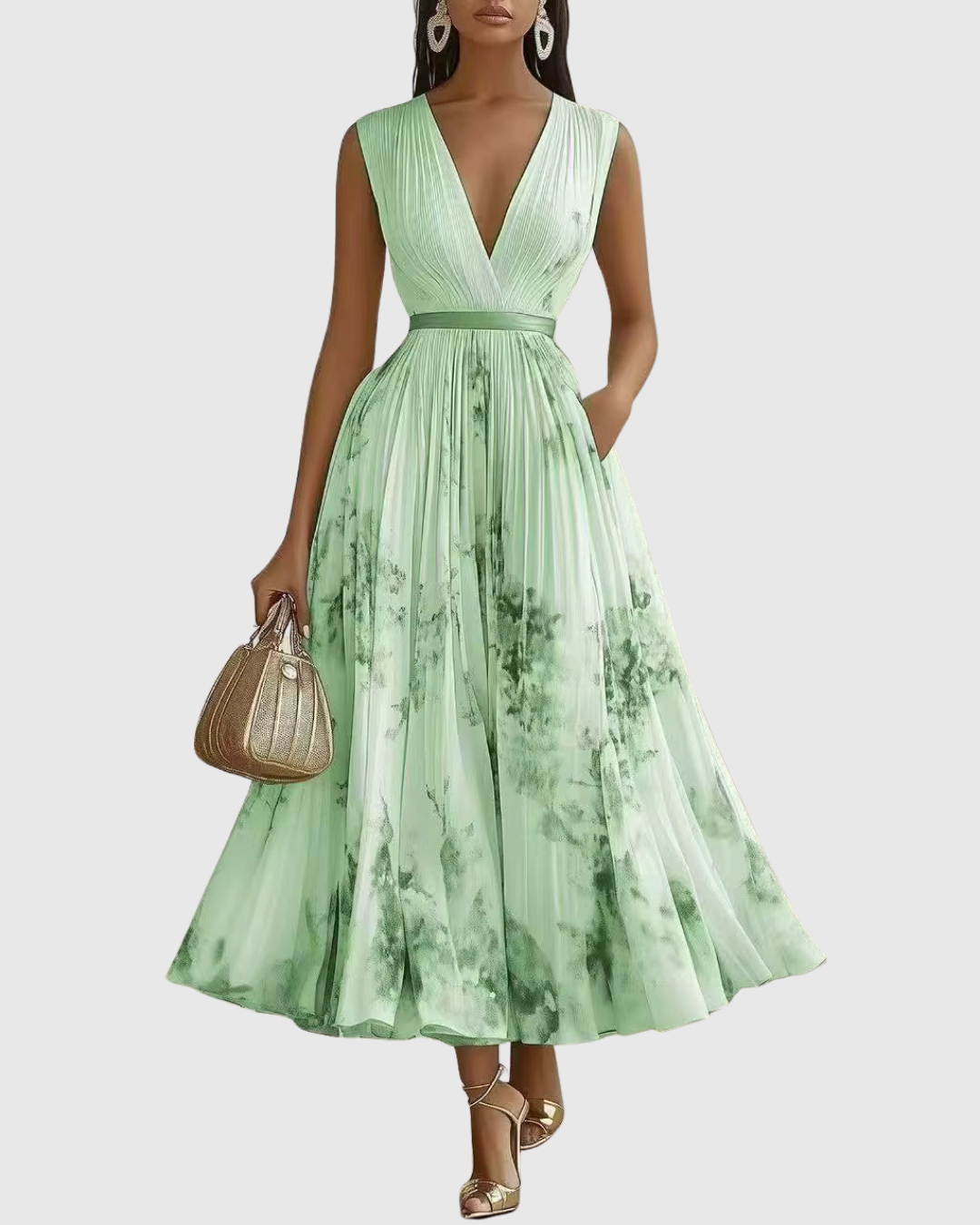 Ella | Maxi Wedding Guest Dress with Floral Print and Pleated Skirt