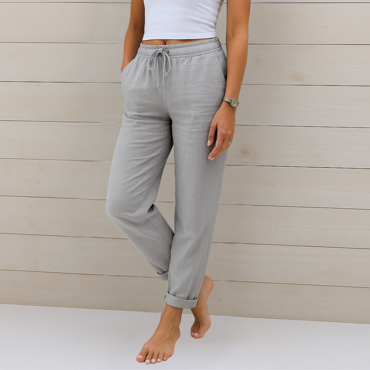 Sal | Tapered Trousers with Drawstring Waist and Cuffed Hem