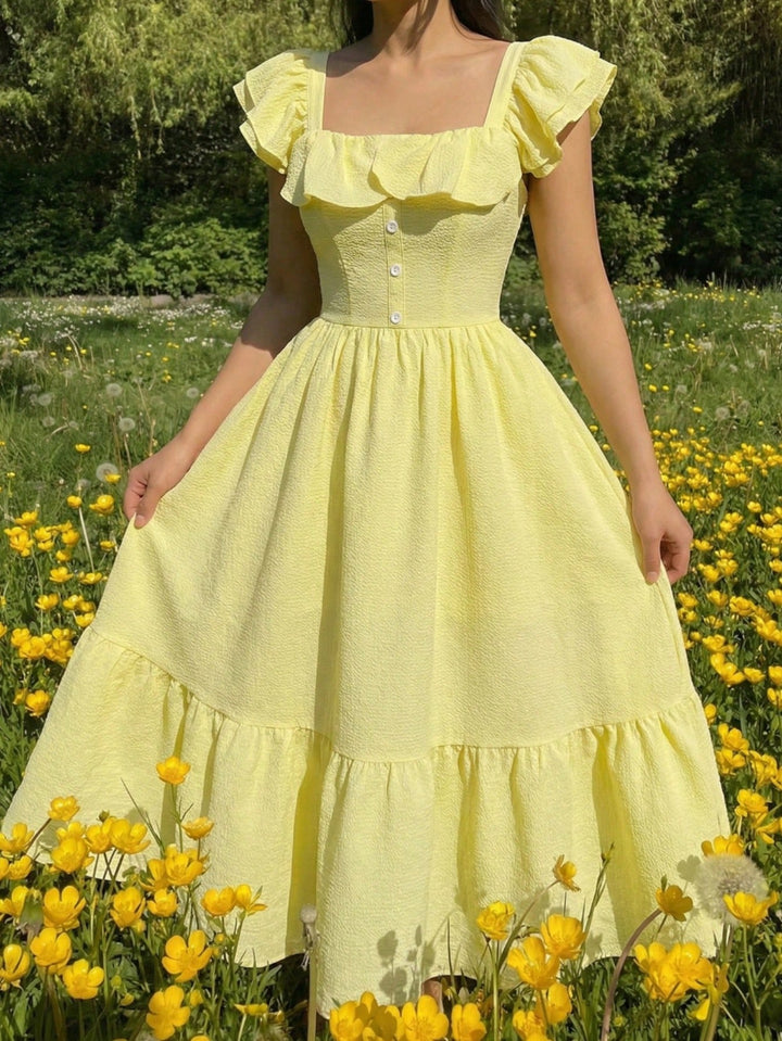 Flora | Cocktail Maxi Dress Off-Shoulder Ruffled
