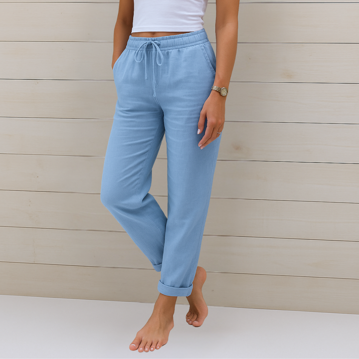 Sal | Tapered Trousers with Drawstring Waist and Cuffed Hem
