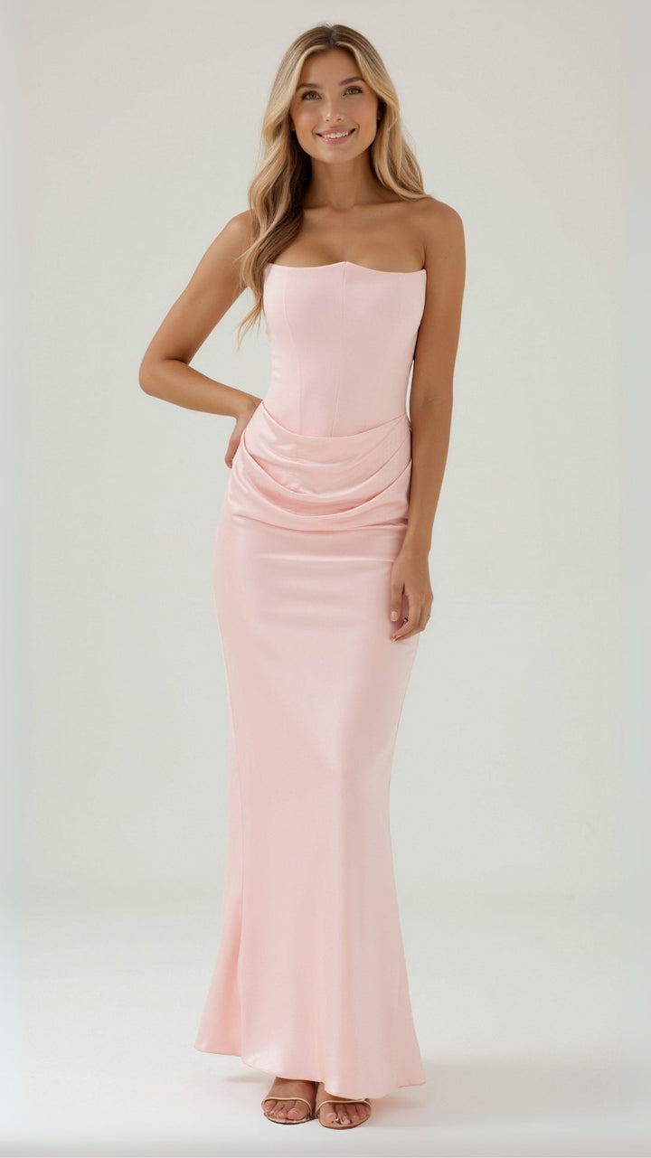 Alice | Maxi Wedding Guest Dress with Strapless Bodice and Mermaid Hem
