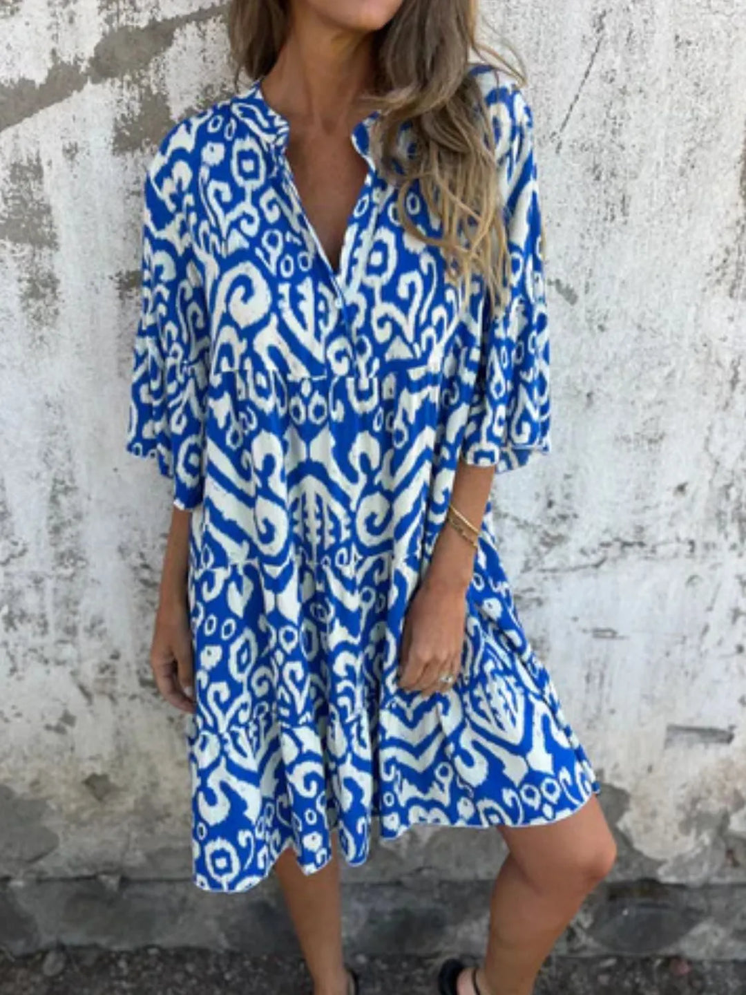 Bella | Mini Summer Dress with Boho Print and V-Neck