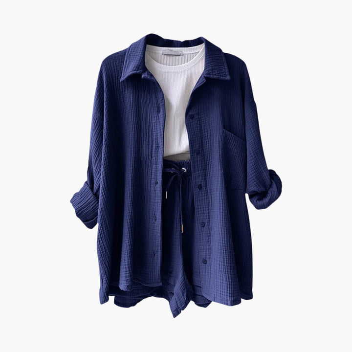 Zara | Crinkle Two-Piece Set with Oversized Shirt and Pull-On Shorts
