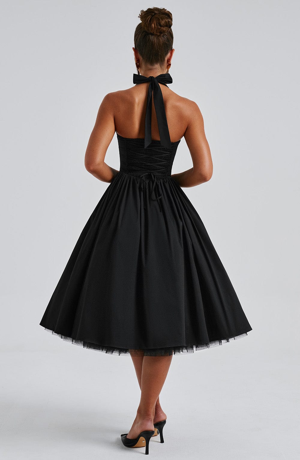 Ariana | Midi Halter Neck Dress with Corset Bodice