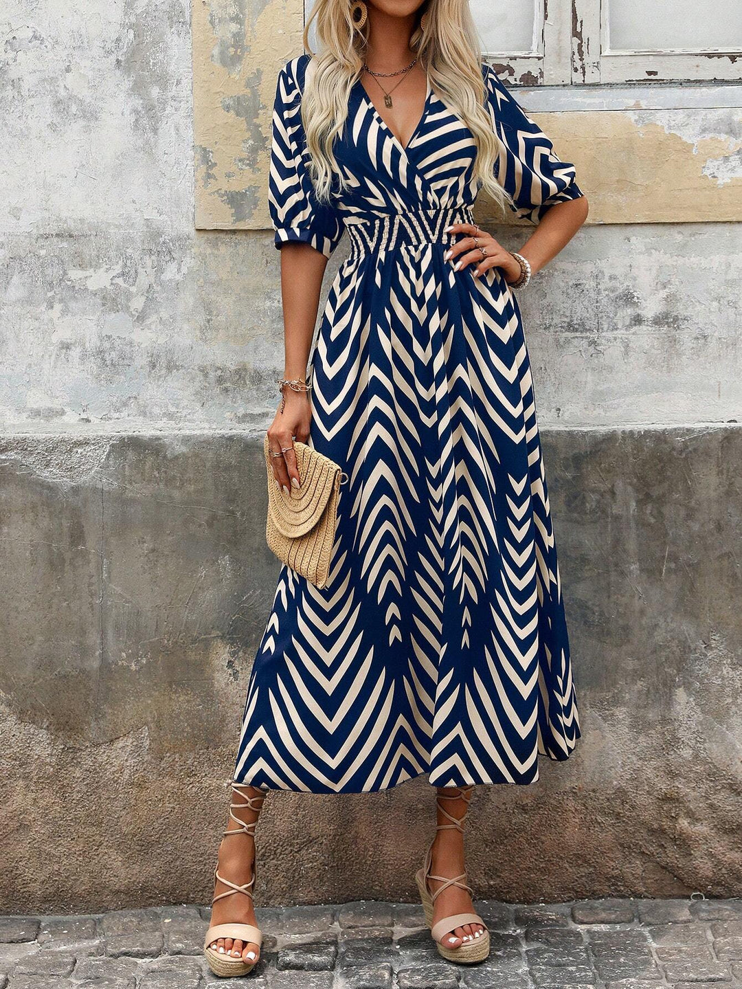 Emily | Boho Maxi Dress Geometric Print