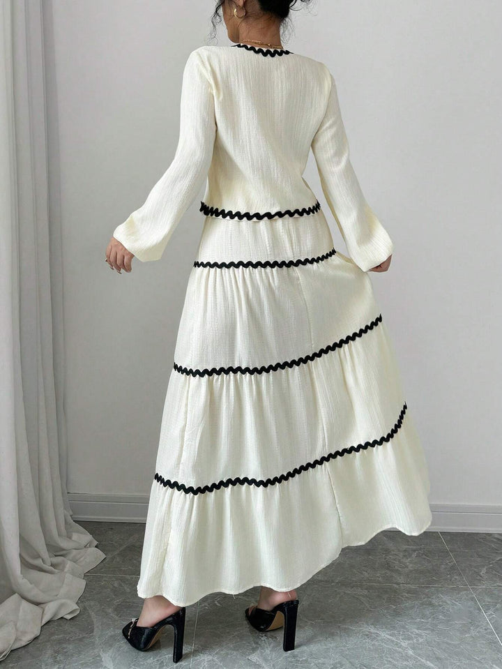Natalie | Two-Piece Set with V-Neck Top and Maxi Tiered Skirt