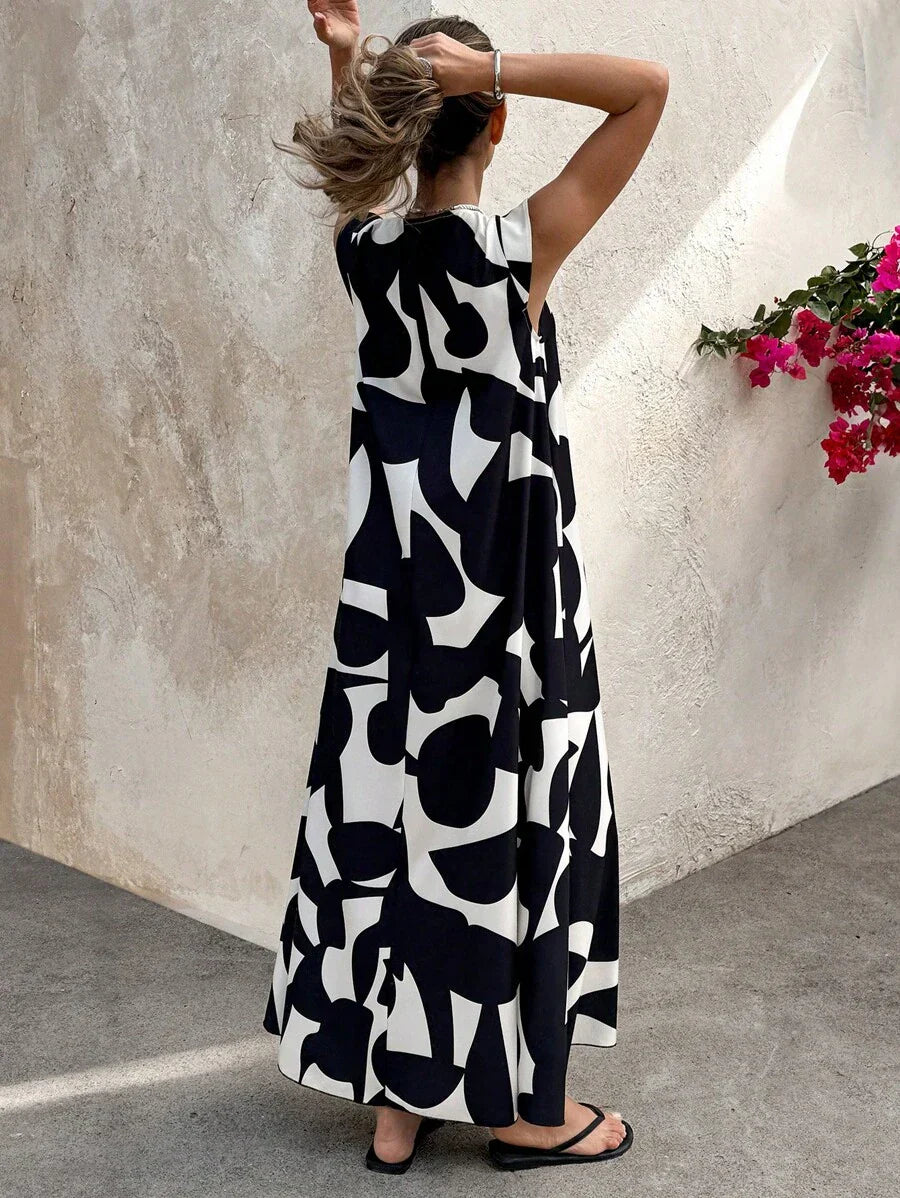 Lesley | Summer Maxi Dress Black V-Neck