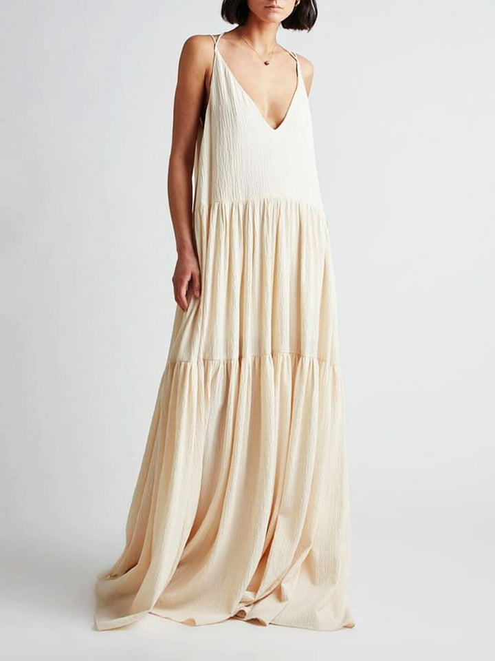 Zoe | Maxi Summer Dress with V-Neck and Tiered Skirt