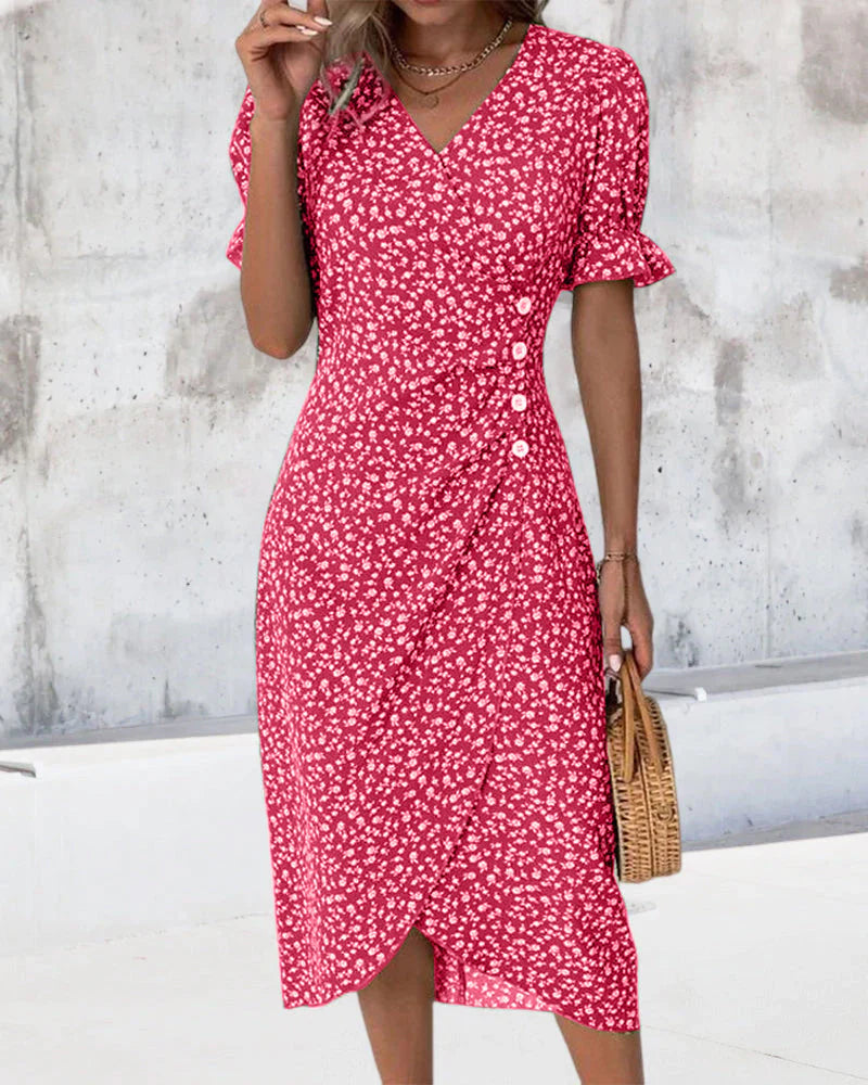 Evelyn | Midi Polka Dot Dress with Wrap Front