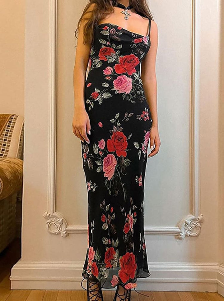 Marigold | Floral Summer Maxi Dress Spaghetti Strap