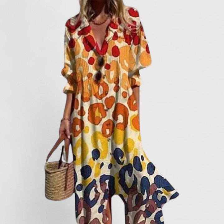 Paula | Boho Maxi Dress Botanical 3/4 Sleeve