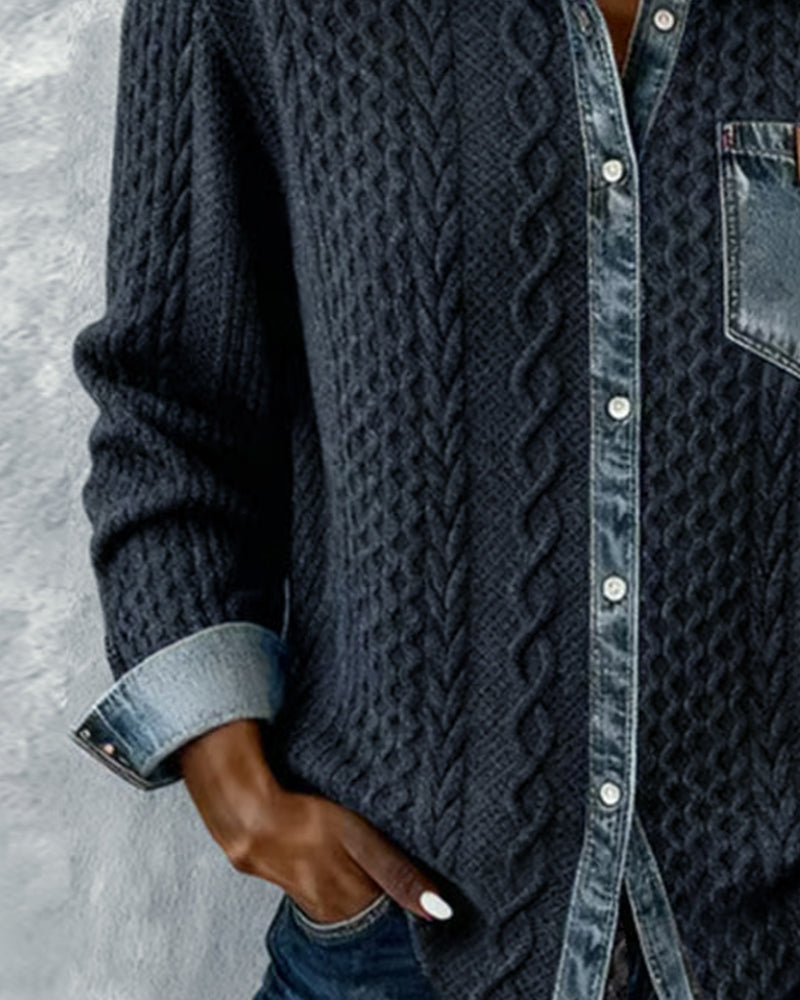 Wren | Cable Shirt with Collar and Button Front