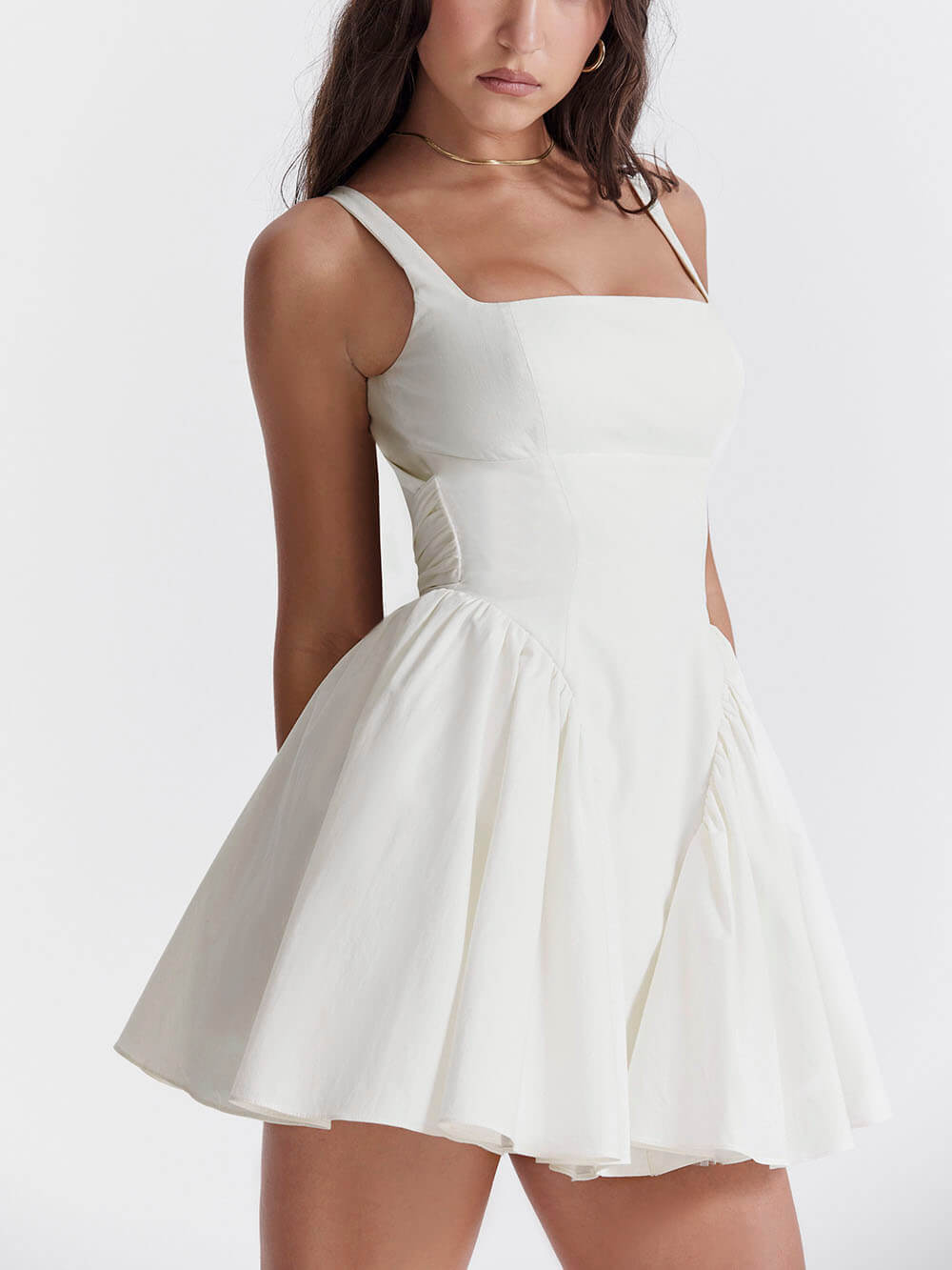 Ivory | Mini Wedding Guest Dress with Bow Back