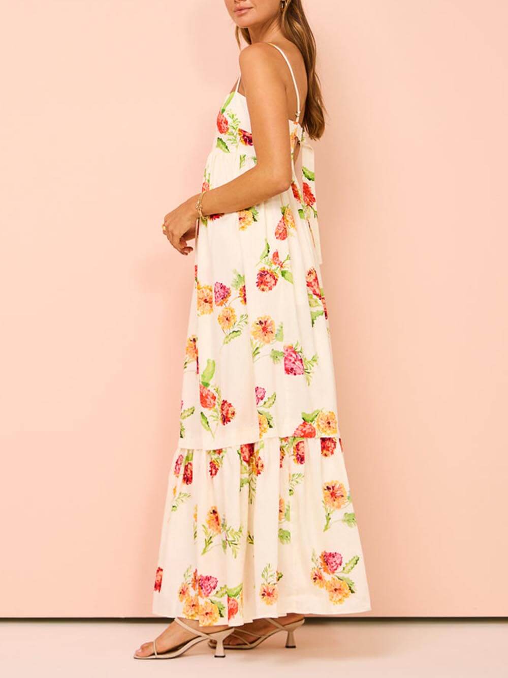 Xena | Maxi Summer Dress with Floral Print and Spaghetti Straps