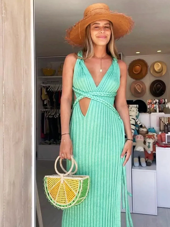 Mila | Maxi Cocktail Dress with Plunge V-Neck and Side Slits