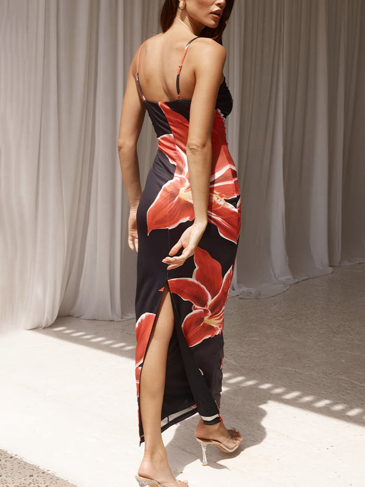 Sara | Maxi Summer Dress with Floral Print and Sleeveless Bodice