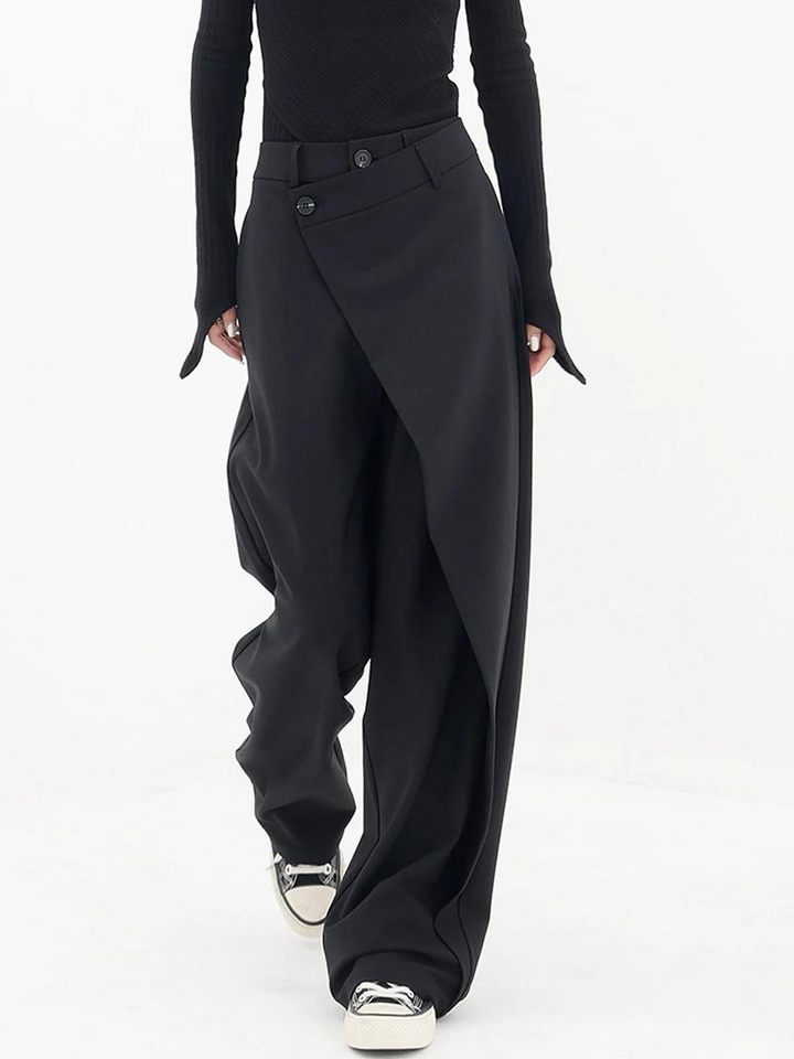 Iris | Wide Leg Trousers with High Waist and Wrap Front