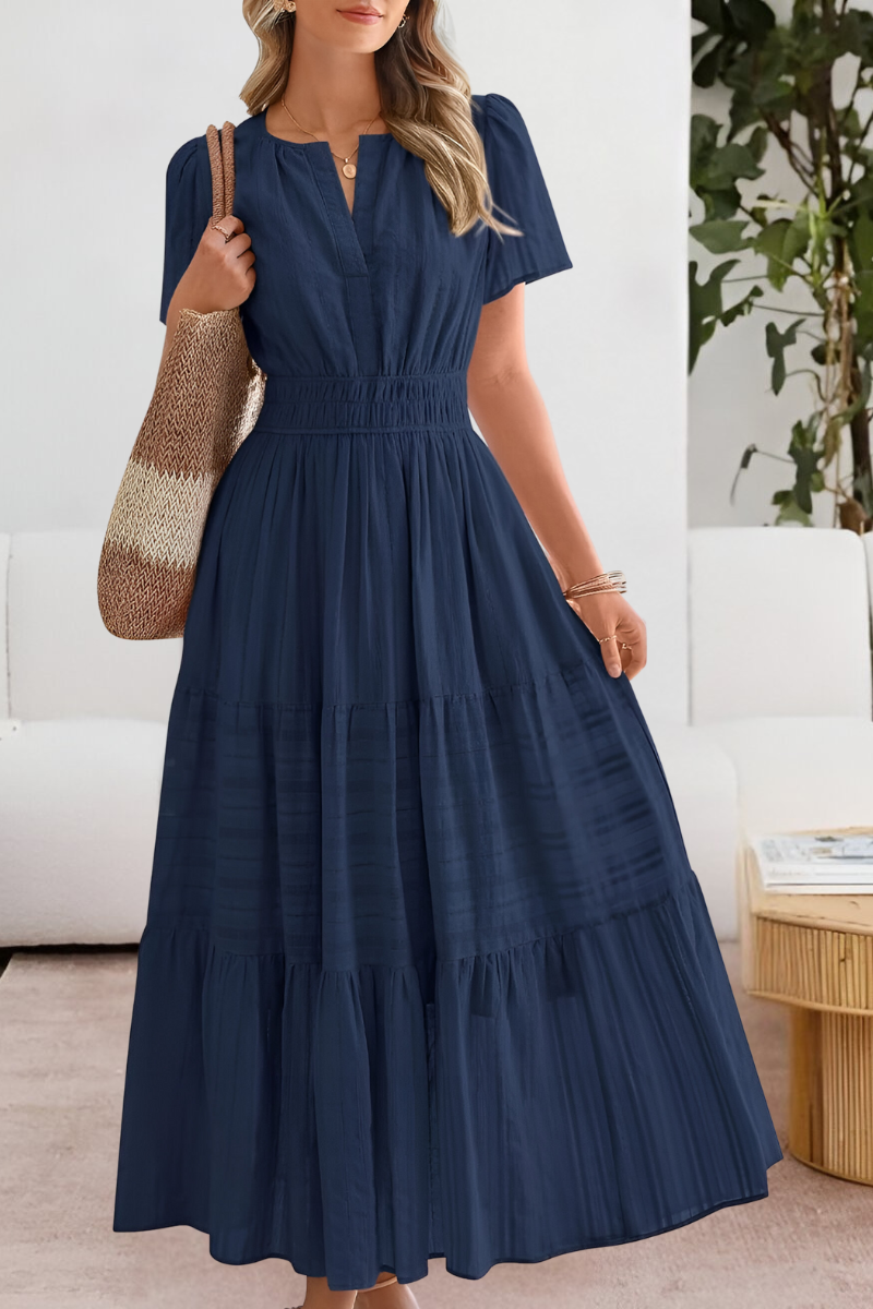 Esme | Boho Maxi Dress Smocked Short Sleeve