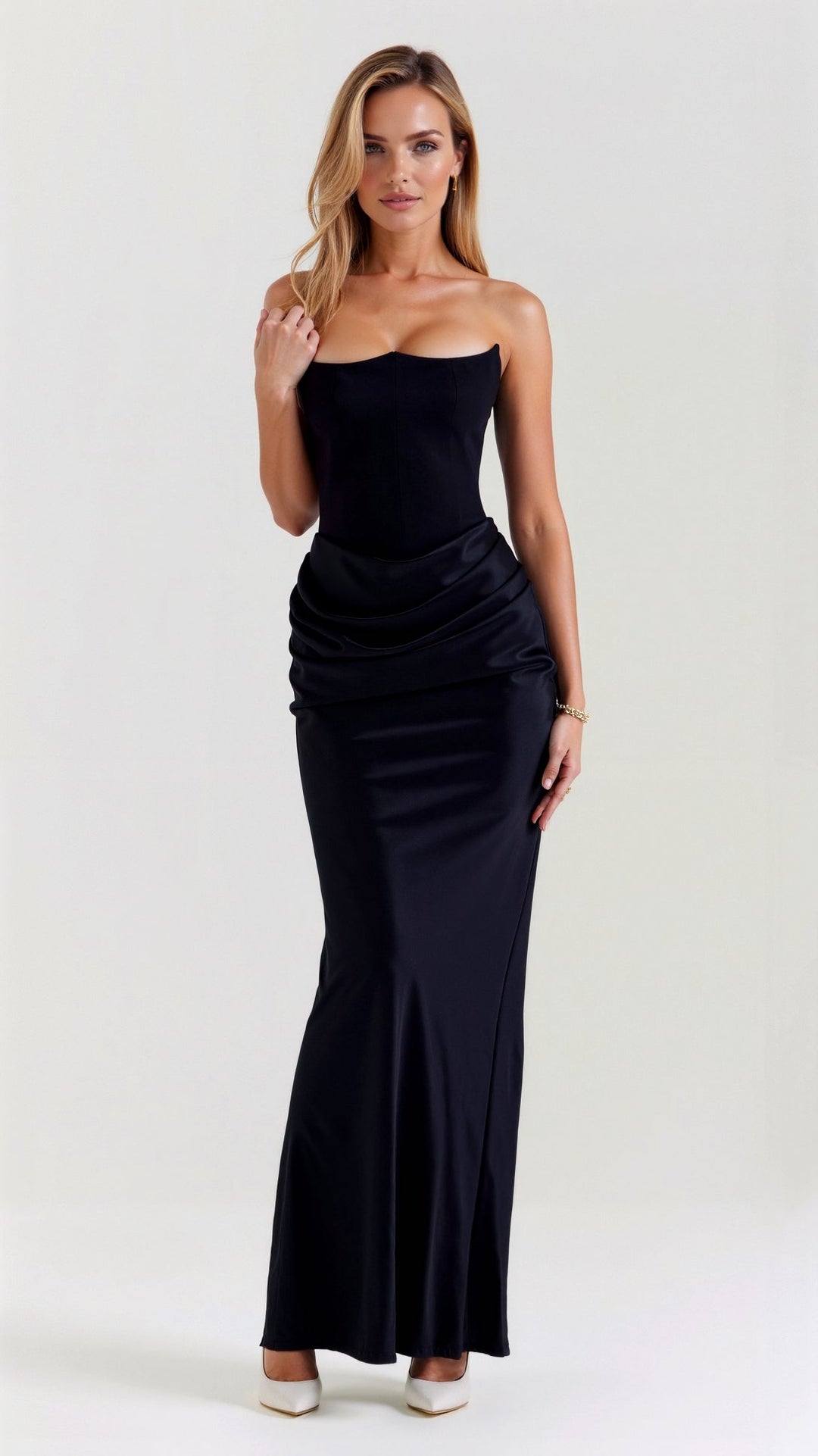 Alice | Maxi Wedding Guest Dress with Strapless Bodice and Mermaid Hem