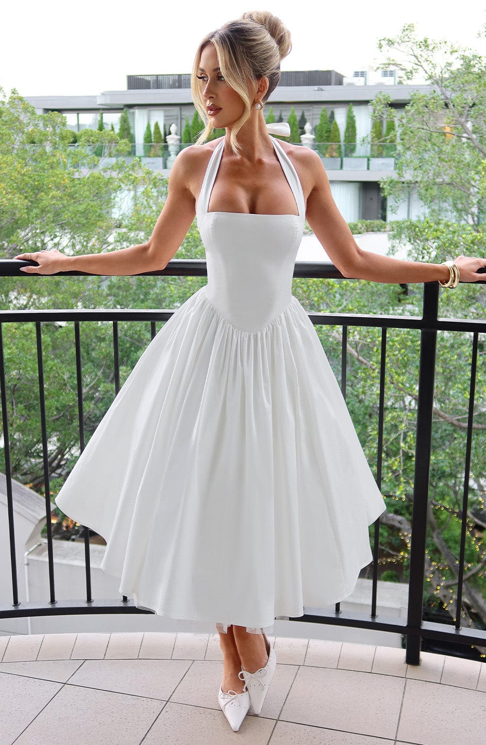 Ariana | Midi Halter Neck Dress with Corset Bodice