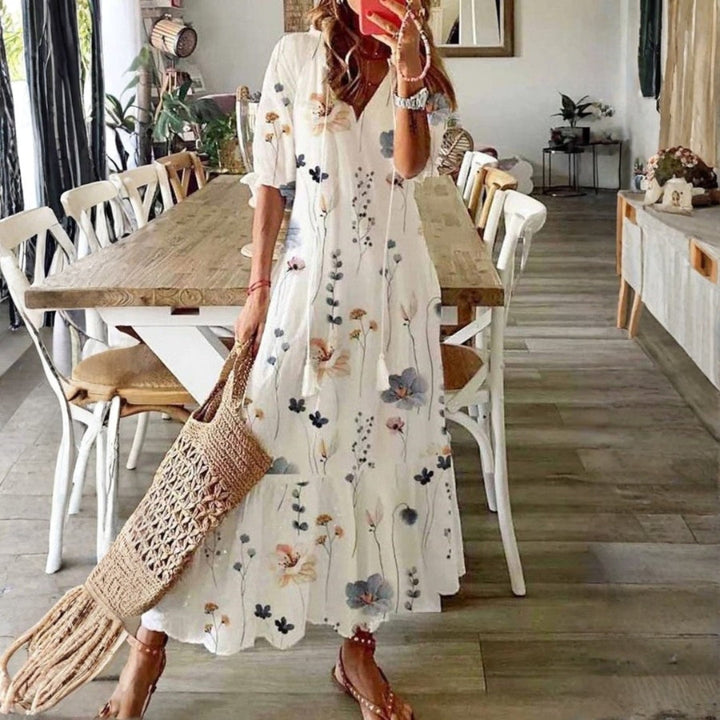 Bella | Maxi Summer Dress with Floral Print and Button Front