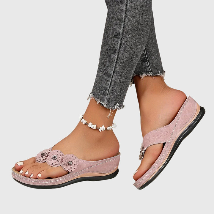 Alexis | Orthopedic Flip Flops with Floral Detail