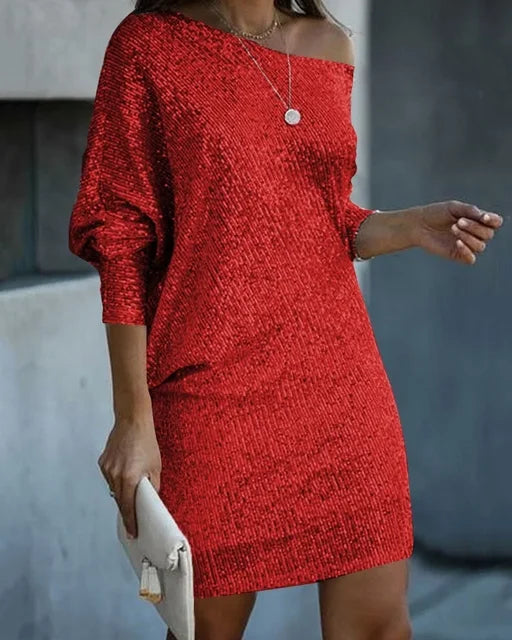 Aria | Mini Cocktail Dress with Sequins and One Shoulder