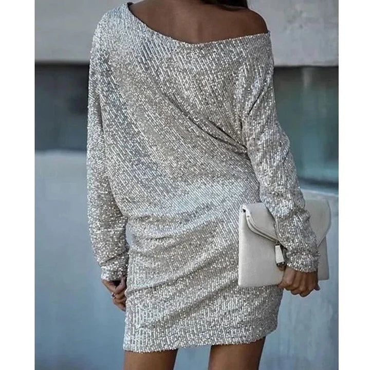 Aria | Mini Cocktail Dress with Sequins and One Shoulder