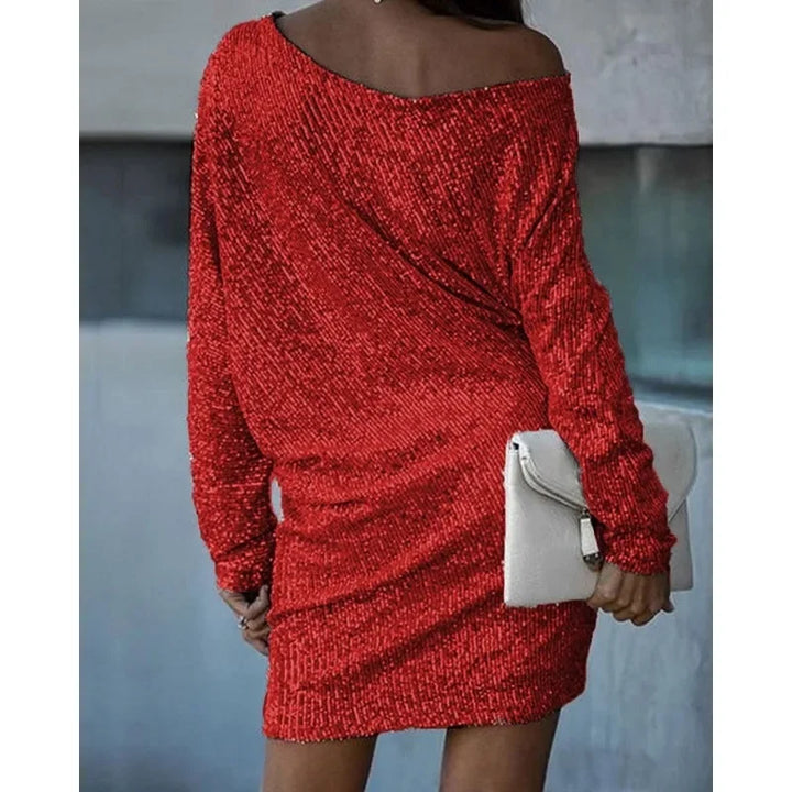 Aria | Mini Cocktail Dress with Sequins and One Shoulder