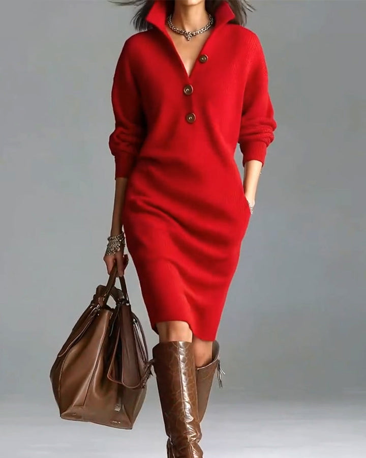 Lydia | Mini Cardigan Dress with Button Collar and Long Sleeves