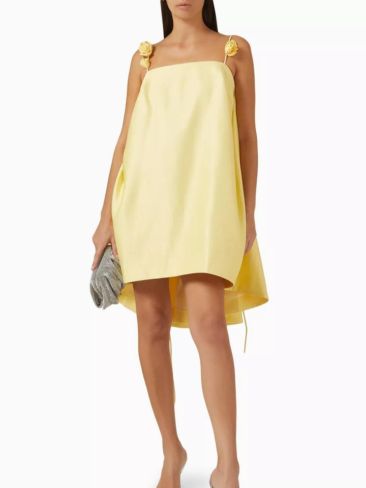 Lillian | Mini Summer Dress with Floral Applique and Thin Straps