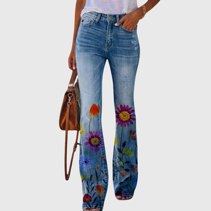 Josie | Flared Jeans with Floral Print and High Waist