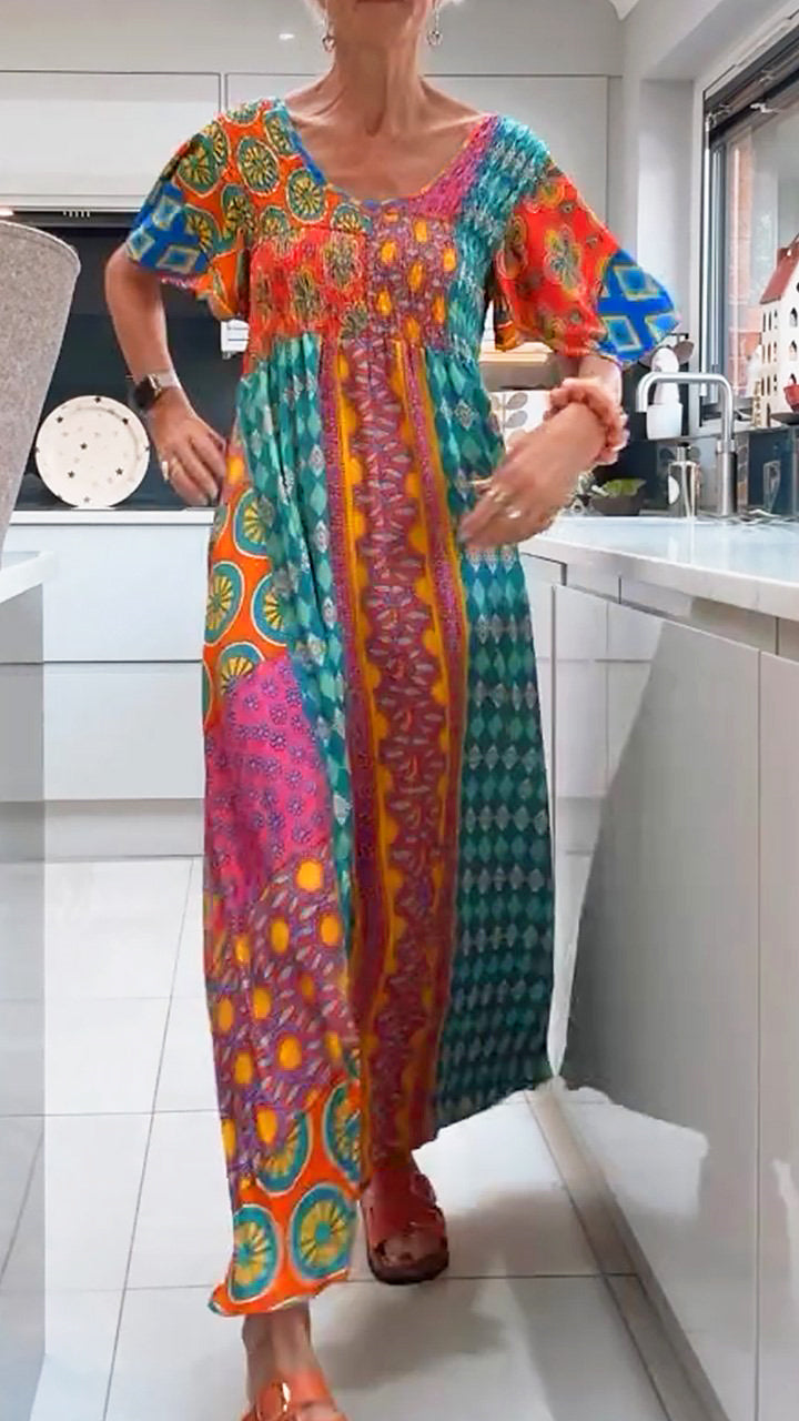 Isabella | Maxi Summer Dress with Boho Print and Smocked Waist