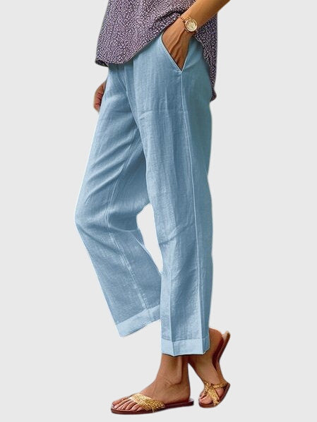 Nell | Straight-Leg Trousers with Cropped Hem and Plain Finish
