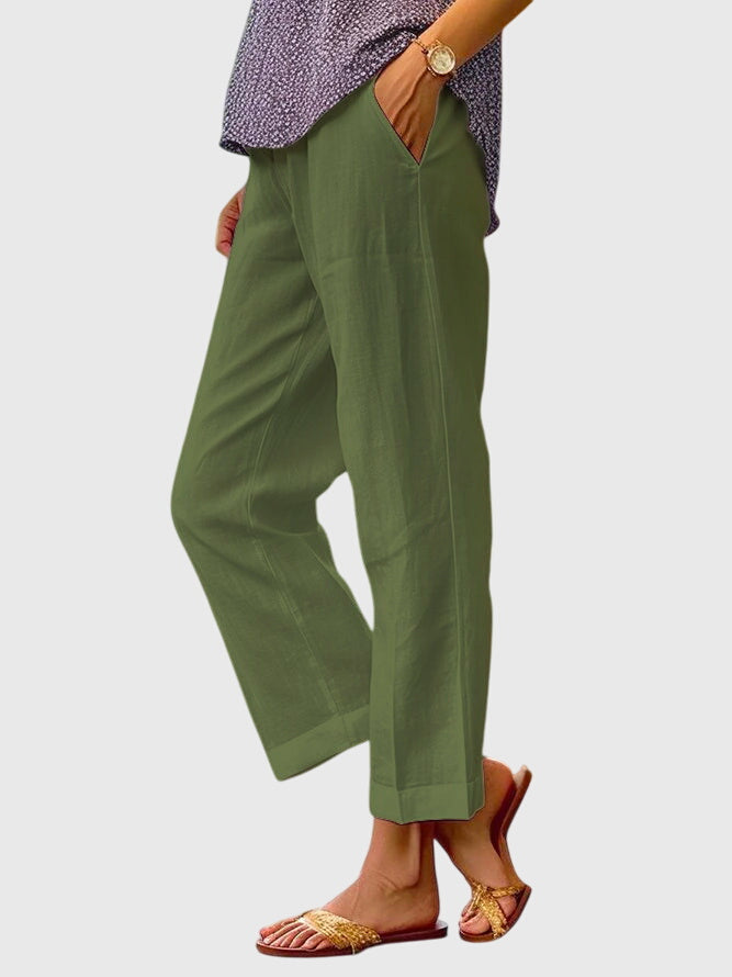 Nell | Straight-Leg Trousers with Cropped Hem and Plain Finish