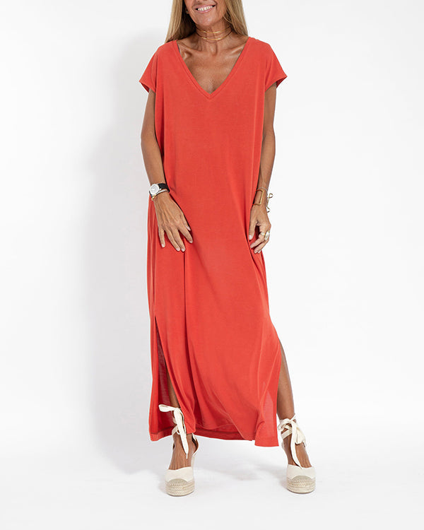 Lucy | Maxi Summer Dress with V-Neck and Side Slits