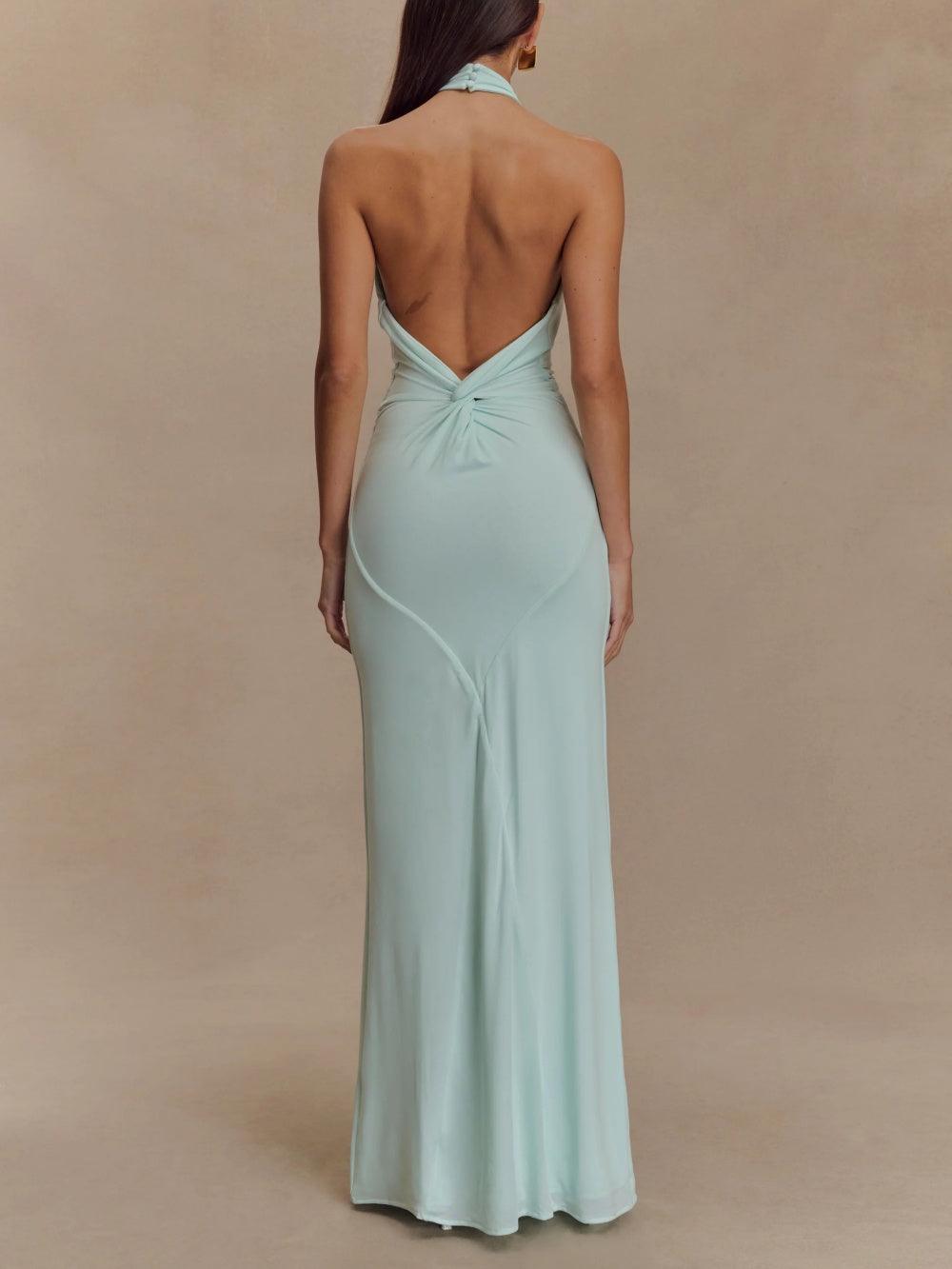 Hyacinth | Wedding Guest Maxi Dress Halter Open Back