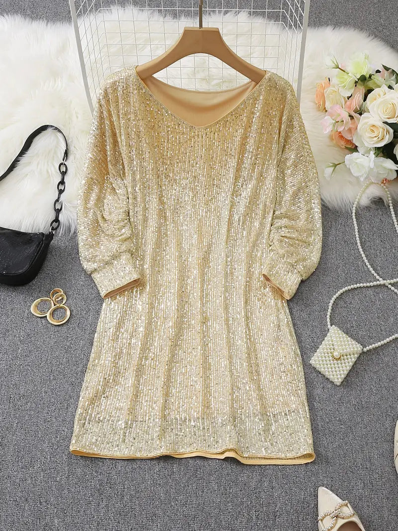 Aria | Mini Cocktail Dress with Sequins and One Shoulder
