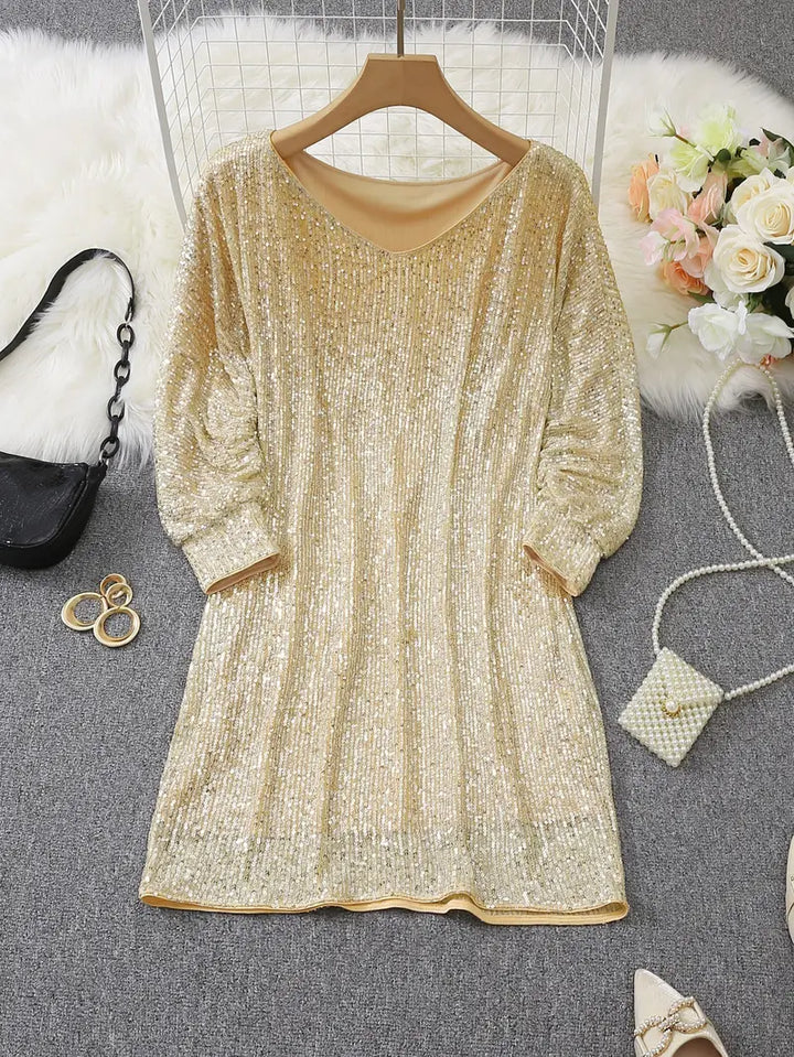 Aria | Mini Cocktail Dress with Sequins and One Shoulder