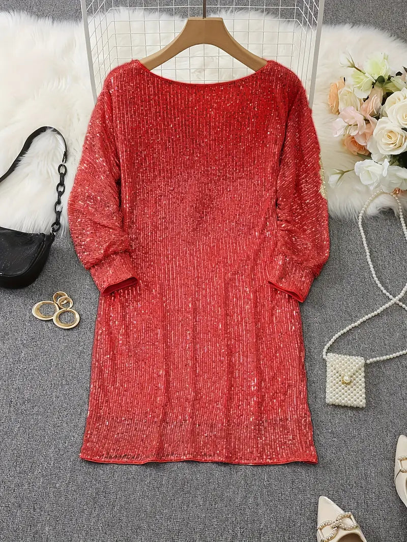 Aria | Mini Cocktail Dress with Sequins and One Shoulder